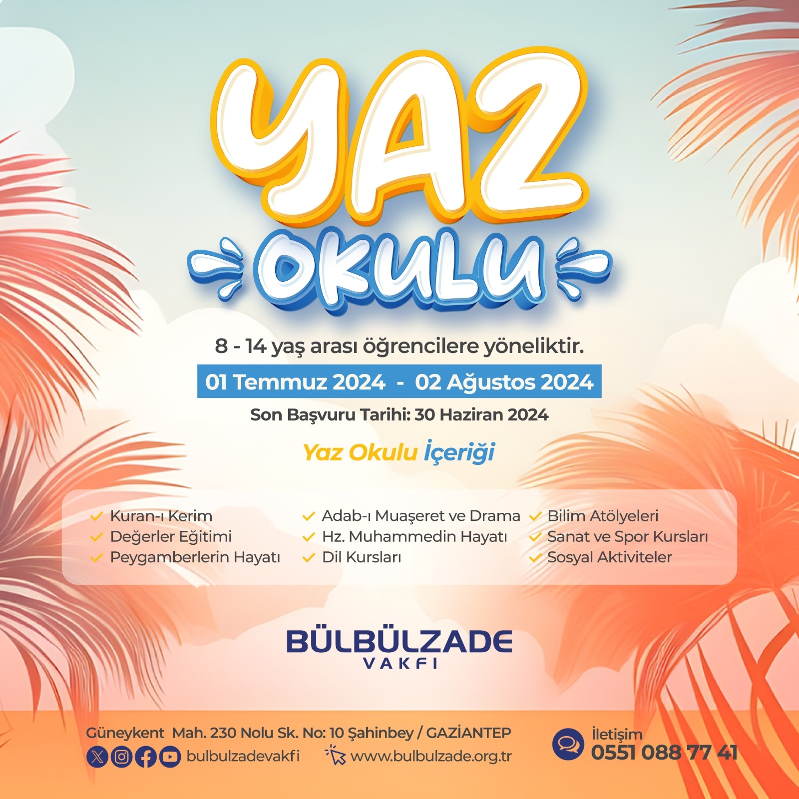 Bülbülzade Vakfı Yaz Etkinlikleri Başlıyor